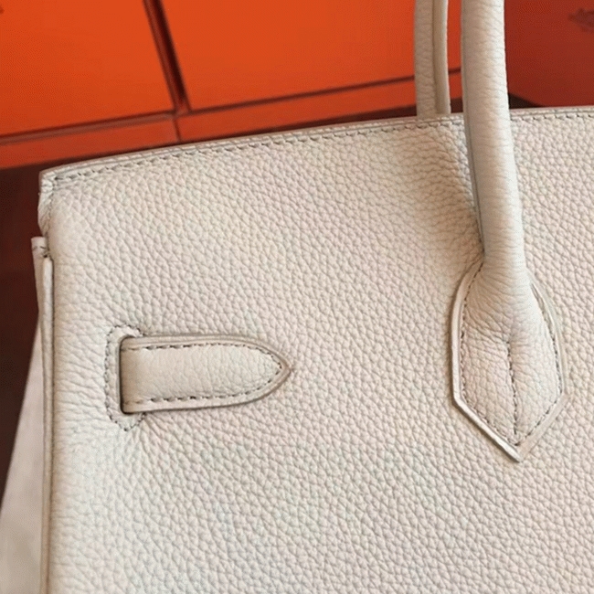 Pearl Grey Faux Luxury Hermes Birkin 35cm Purse angle 5