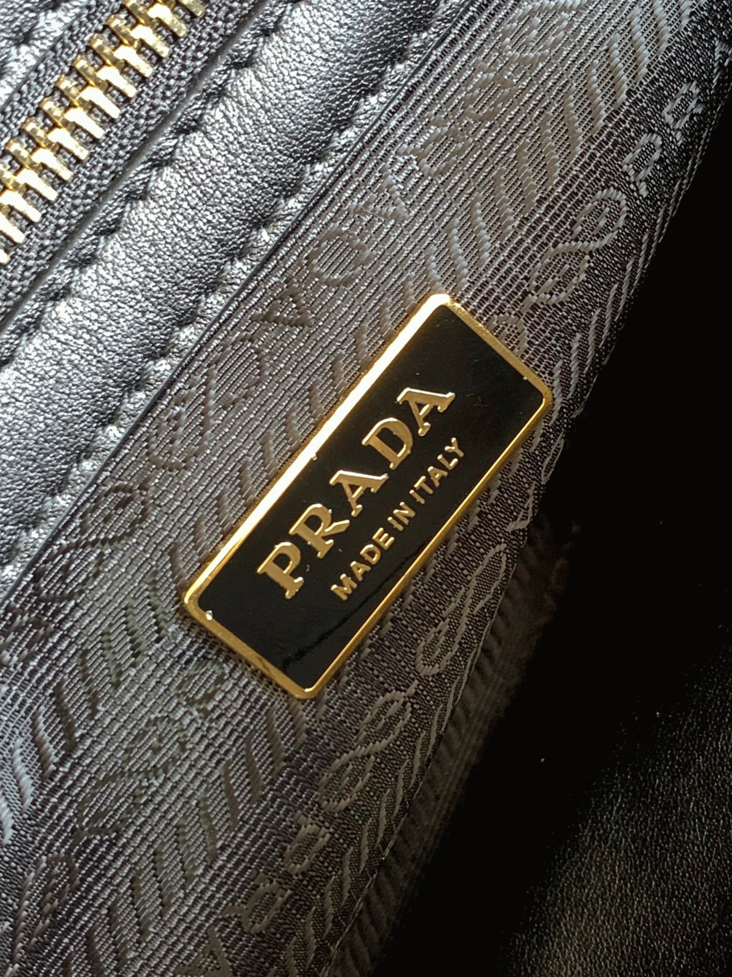 Prada Symbole Small Bag Replica in Black/Beige Jacquard Fabric angle 3