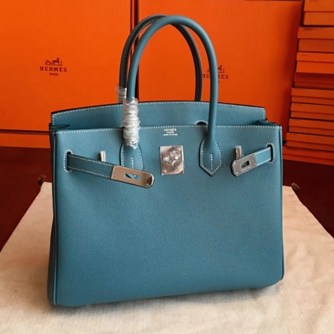 Blue Jean Imitation Luxury Hermes Birkin 35cm Handbag angle 2
