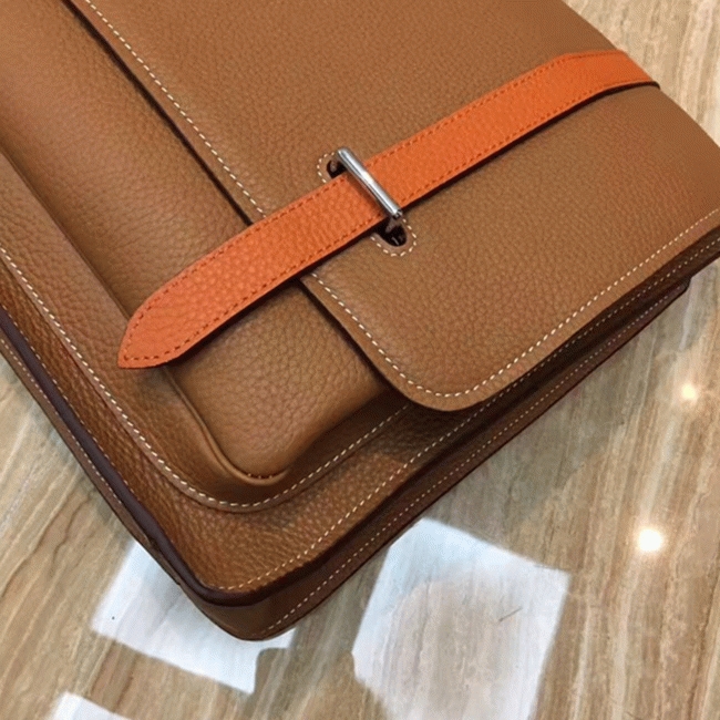Brown Bicolor Knockoff Hermes Steve Messenger Bag angle 2