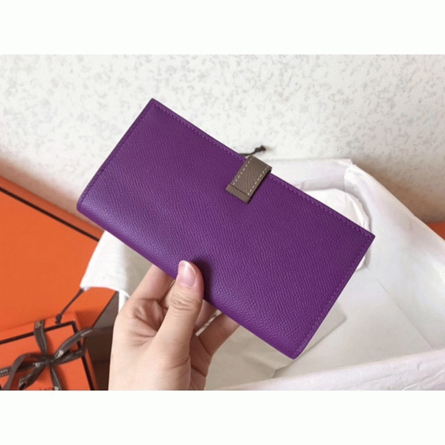 Ultraviolet Taupe Knockoff Hermes Bearn Wallet angle 5