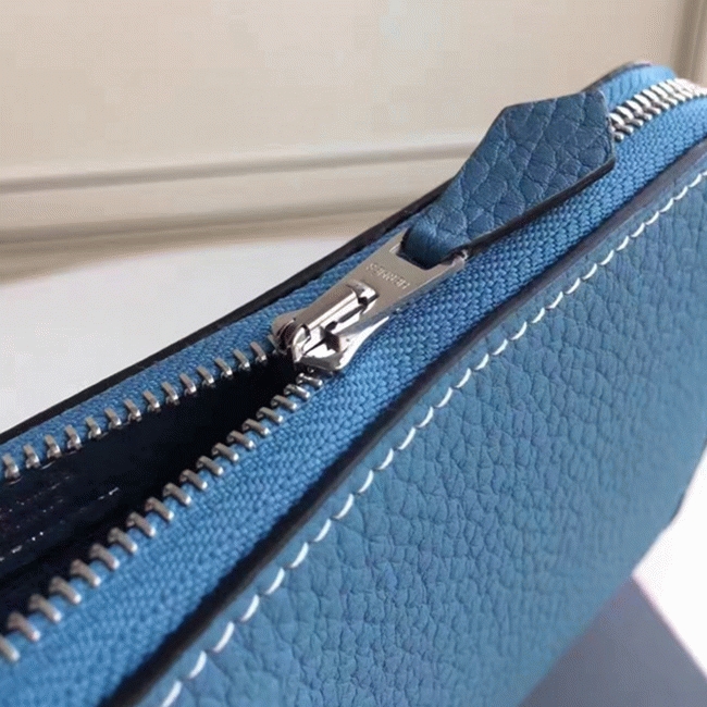 Blue Jean Fake Designer Hermes Wallet Azap Zipped angle 5