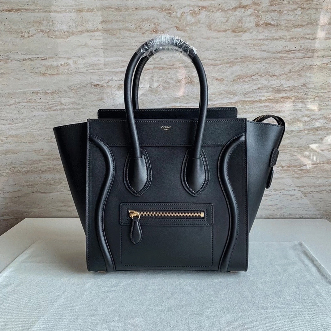 Celine Micro Luggage Tote Bag Replica in Black angle 4