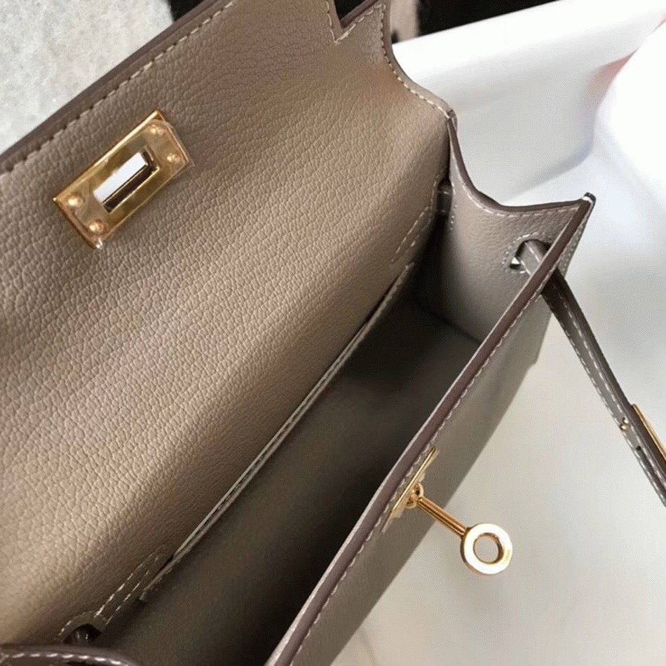 Hermes Kelly Mini II Bag Fake in Gris Asphalt angle 2