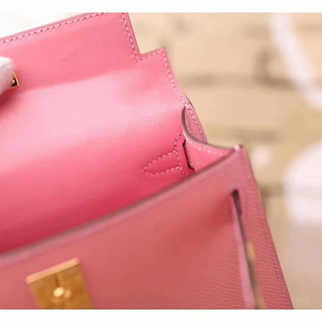 Pink Epsom Replica Hermes Kelly 20cm Graceful Bag angle 2