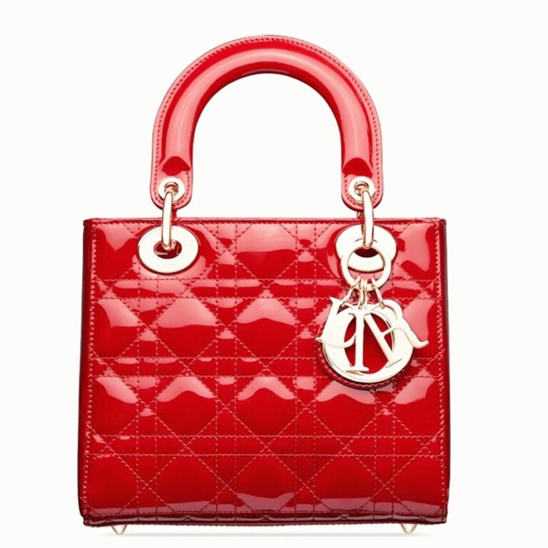 Dior Small Lady Dior Bag Replica in Red Patent Cannage Calfskin
