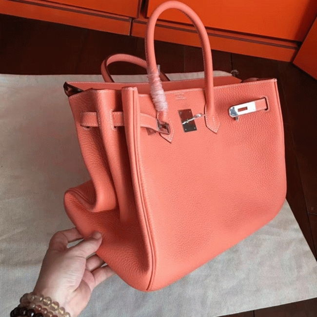 Crevette Shade Premium Knockoff Hermes Birkin 35cm Bag angle 3