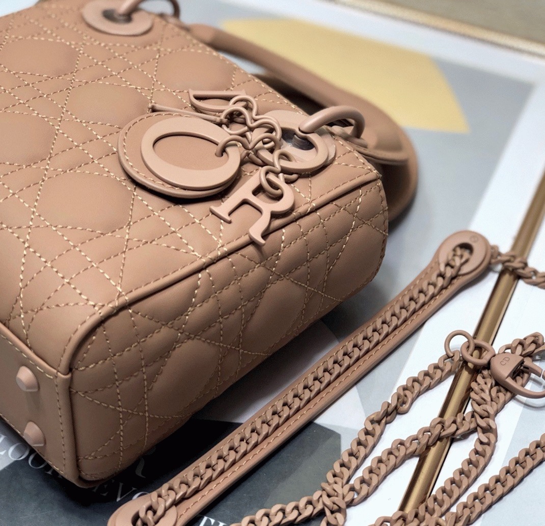 Dior Lady Dior Mini Chain Bag Replica in Blush angle 2