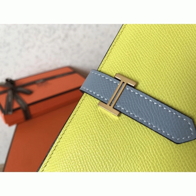 Soufre Blue Lin Epsom Replica Designer Hermes Bearn Wallet angle 5