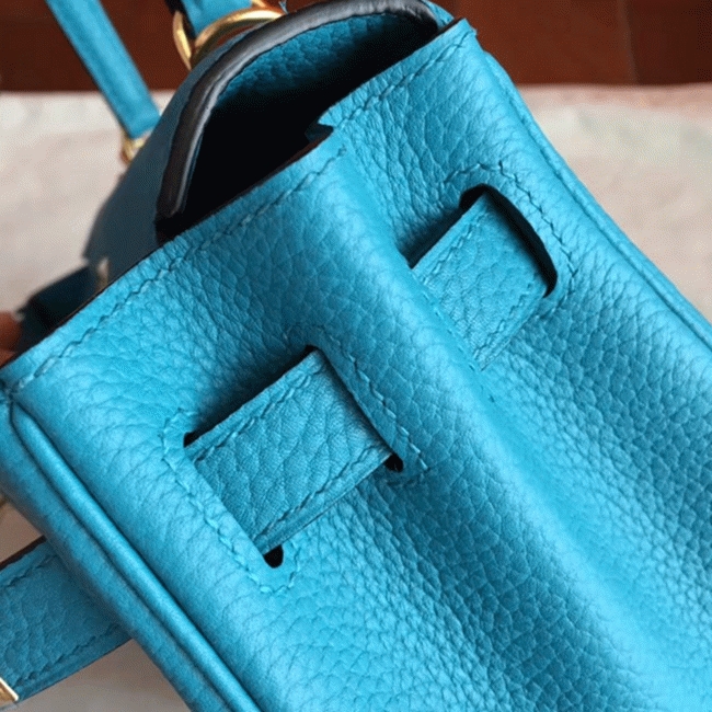 Turquoise Clemence Imitation Hermes Kelly Retourne 28cm Colorful Bag angle 4