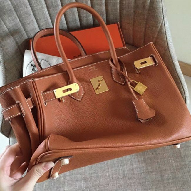 Gold Hermes Birkin 30cm High-End Designer Fake angle 4