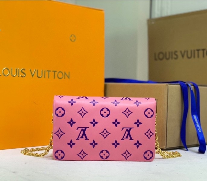 Louis Vuitton Coussin Pochette In Pink And Purple angle 4