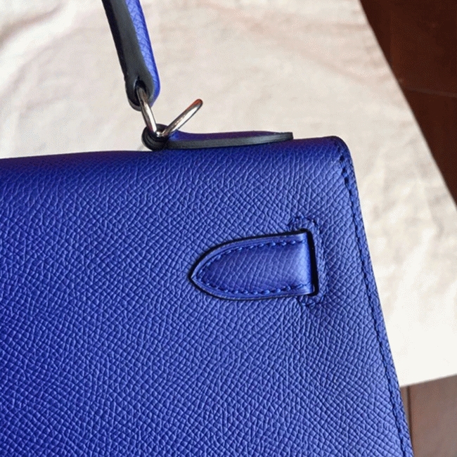 Blue Electric Epsom Fake Discount Hermes Kelly Sellier 28cm Fashion Tote angle 5