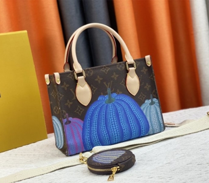 Louis Vuitton X YK Monogram Canvas Onthego PM Tote In Pumpkin angle 3
