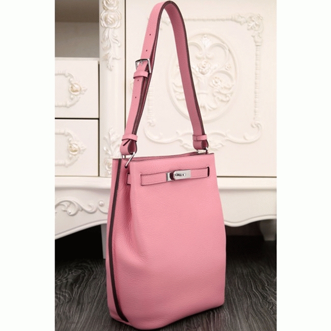 Pink Leather Replica Hermes So Kelly 22cm Feminine Shoulder Bag angle 2