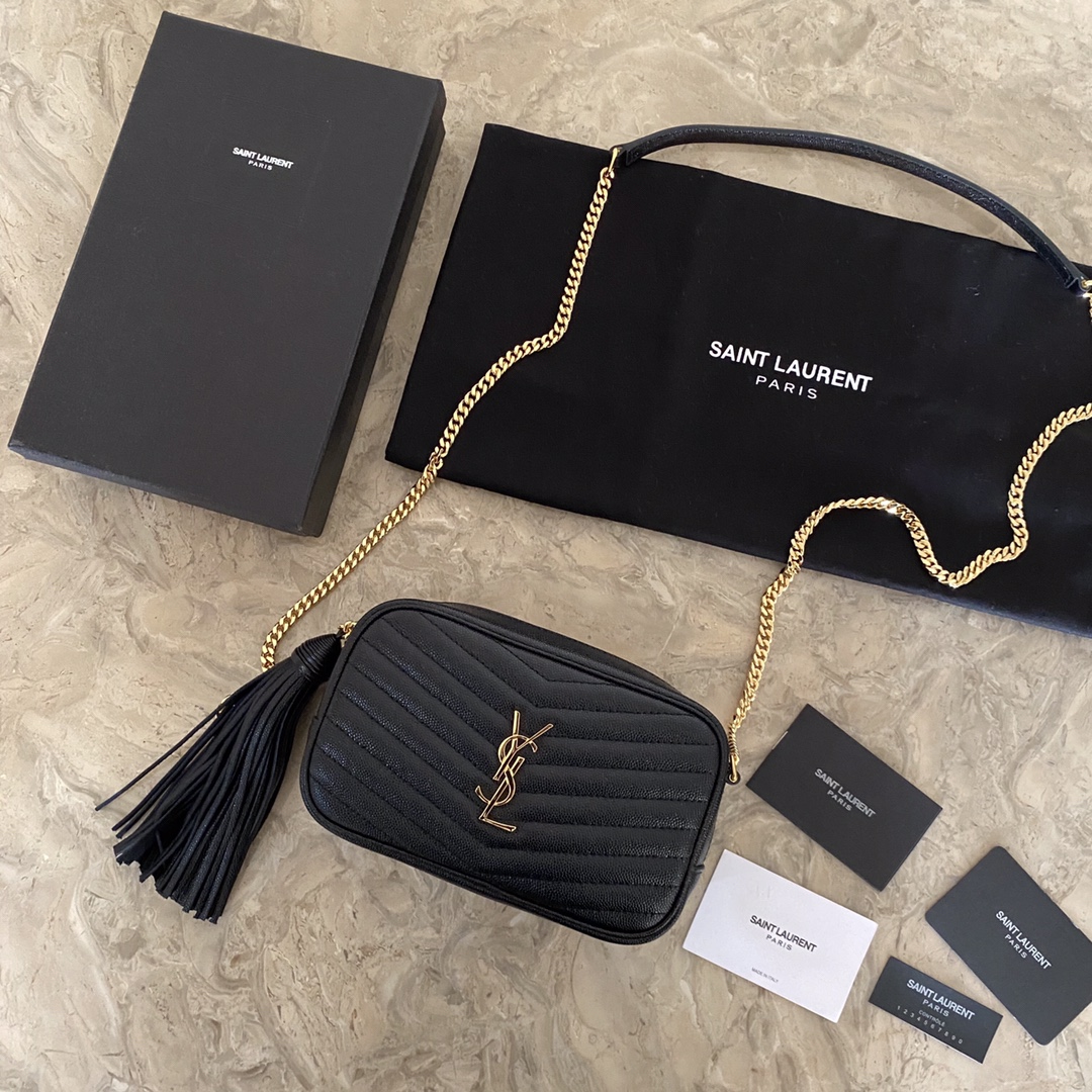 YSL Mini Lou Quilted Leather Camera Bag angle 2