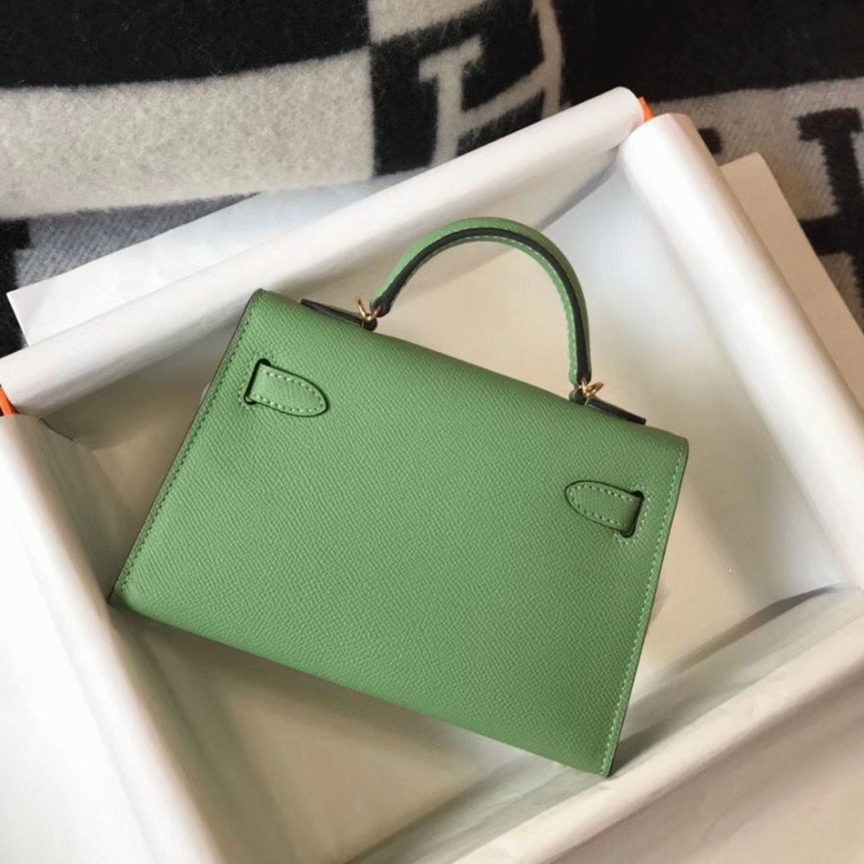 Hermes Kelly Mini II Bag Replica in Vert Criquet angle 2