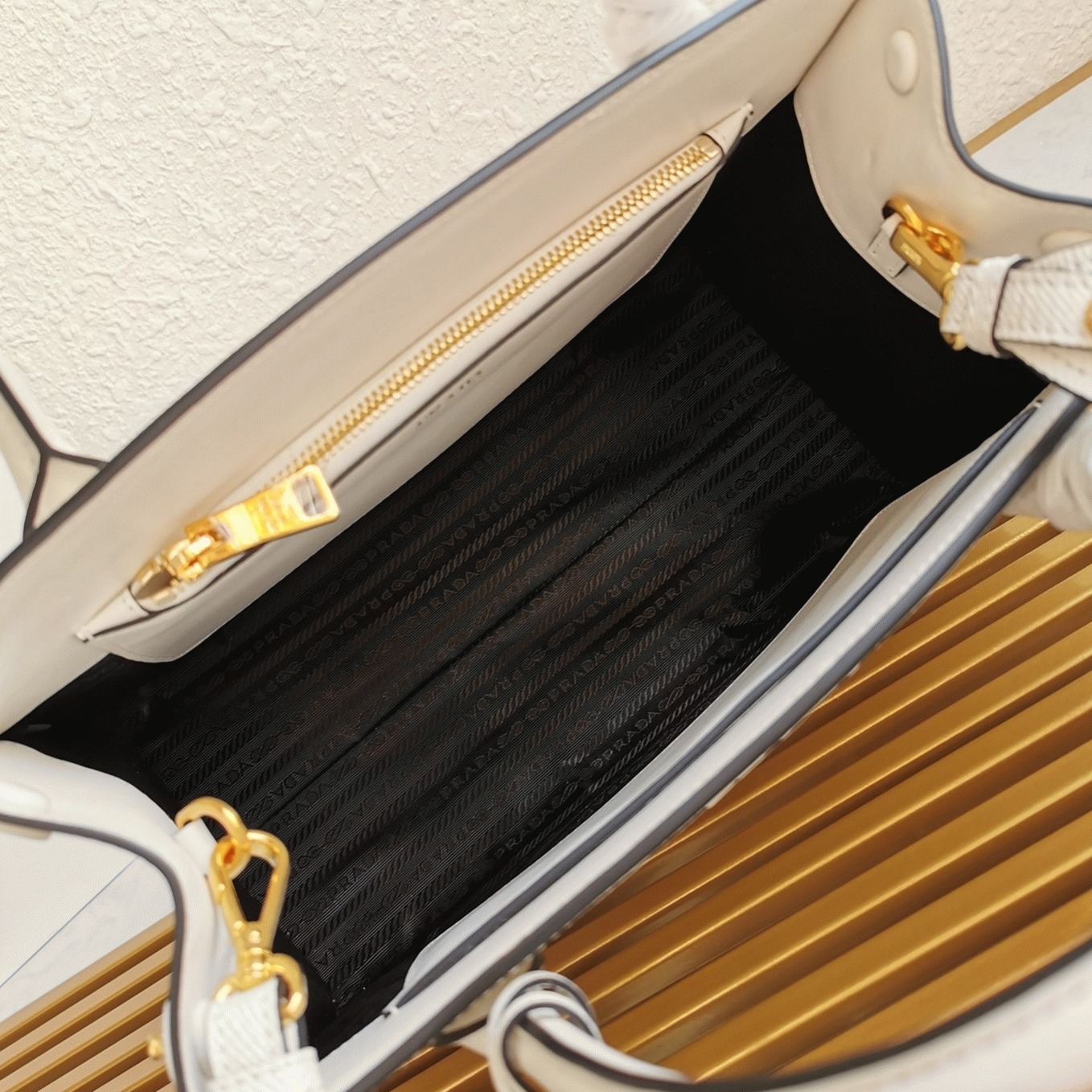 Prada Monochrome Medium Bag Fake in White angle 3
