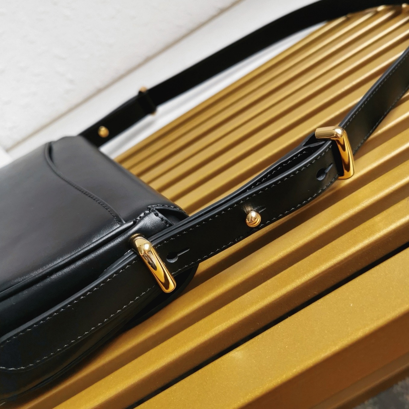Prada Arque Shoulder Bag with Flap Replica in Black angle 3