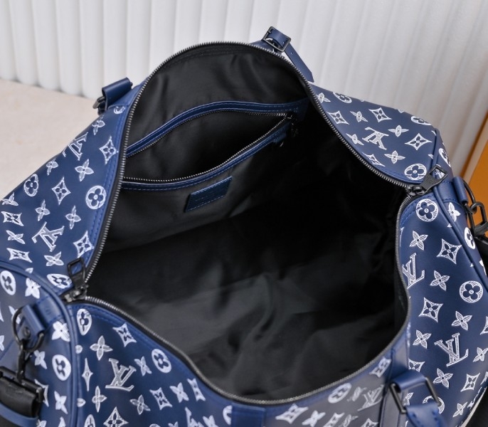 LV Monogram Shadow Keepall Bandouliere 50 In Navy Blue angle 5
