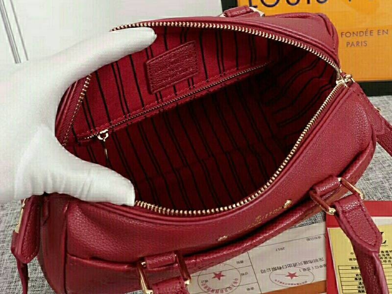 Louis Vuitton Monogram Empreinte Speedy Bandouliere 25 Handbag In Bordeaux angle 5