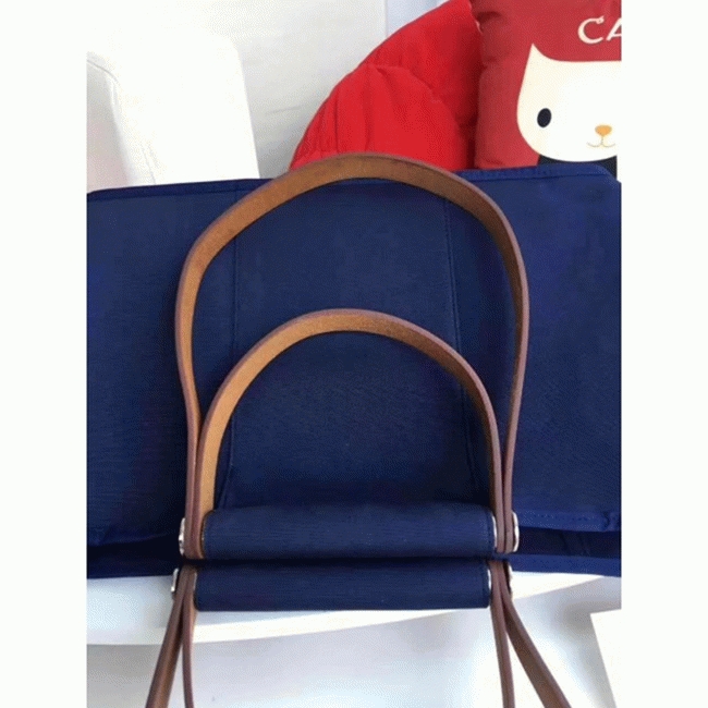 Dark Blue Canvas Knockoff Hermes Cabag Elan Casual Tote angle 3
