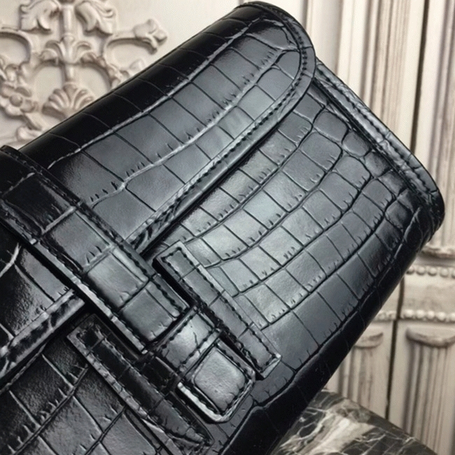 Blue electric crocodile leather replica Hermes Jige Elan clutch bag angle 3