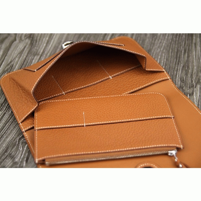Brown best replica Hermes Dogon combine wallet angle 2