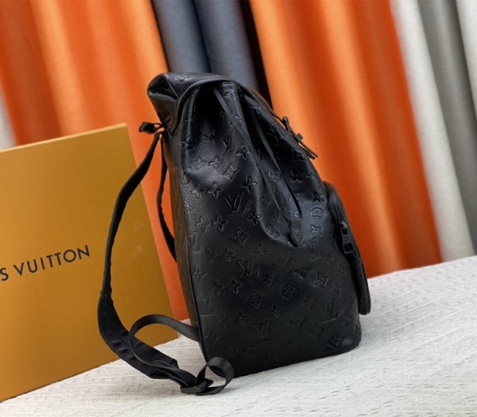 Louis Vuitton Taurillon Leather Montsouris Backpack In Black angle 3