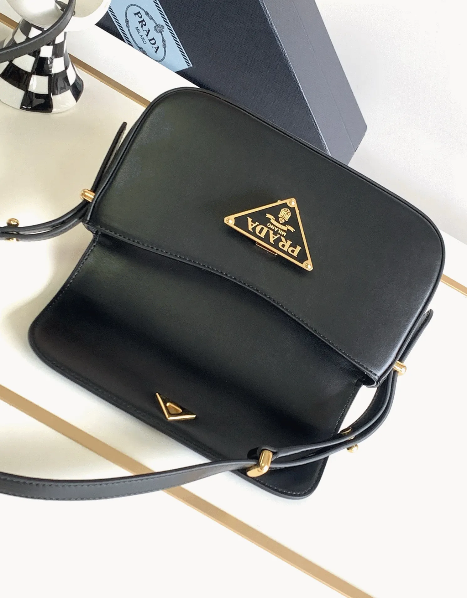 Prada Shoulder Bag Replica in Black angle 2