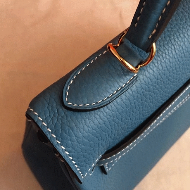 Blue Jean Clemence Replica Hermes Kelly Retourne 32cm Elegant Purse angle 4