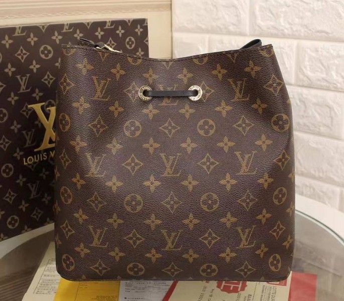 Louis Vuitton Monogram Canvas NeoNoe MM Bag In Black angle 3