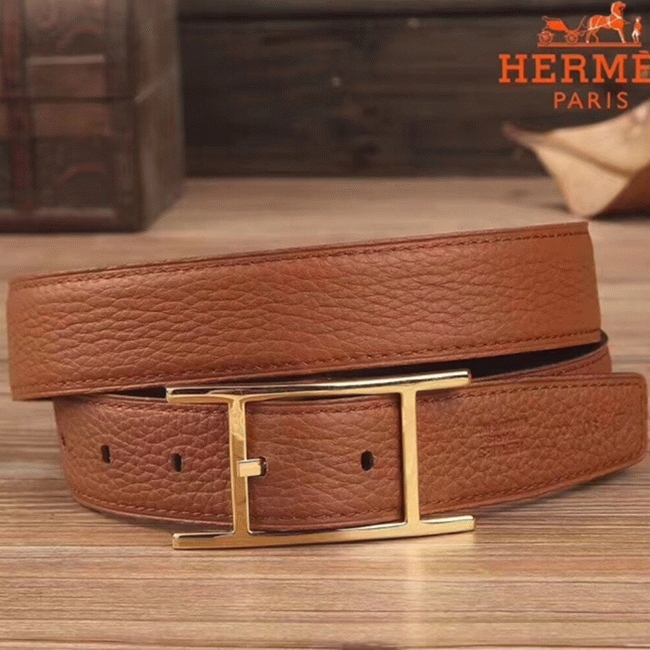 1:1 replica Hermes Quentin reversible belt in brown tone
