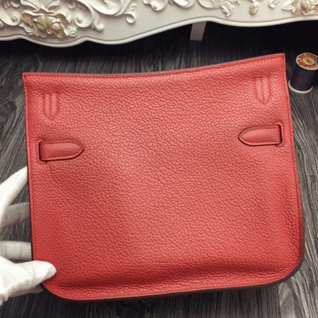 Large red fake Hermes Jypsiere 31cm handbag angle 4