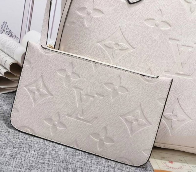 Louis Vuitton Monogram Empreinte Neverfull MM Tote In Cream