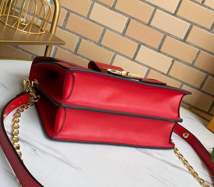 Louis Vuitton Dauphine Lugano MM Bag In Bloody Mary Red angle 5
