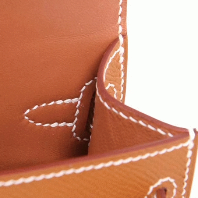 Brown Epsom Knockoff Hermes Kelly 20CM Elegant Handbag angle 2