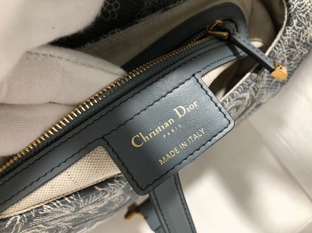 Dior Saddle Bag Faux in Grey Toile de Jouy Reverse Jacquard angle 2