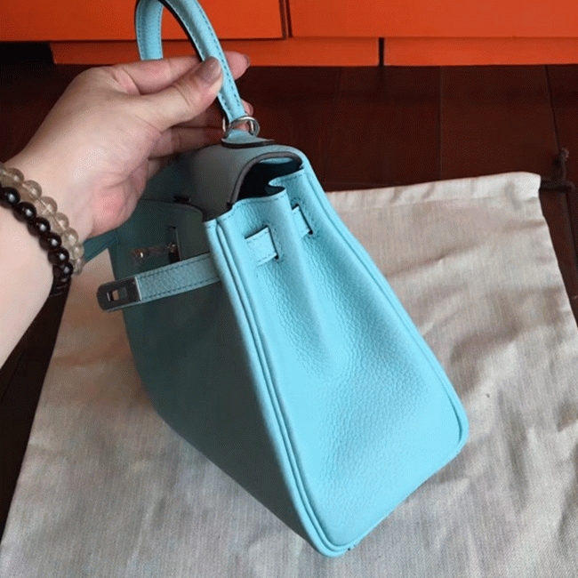 Blue Atoll Clemence Replica Hermes Kelly 25cm Retourne Handbag angle 5
