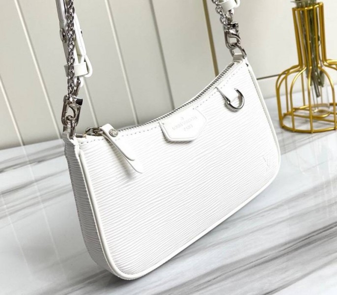 Louis Vuitton Epi Leather Easy Pouch On Strap In Quartz White angle 2
