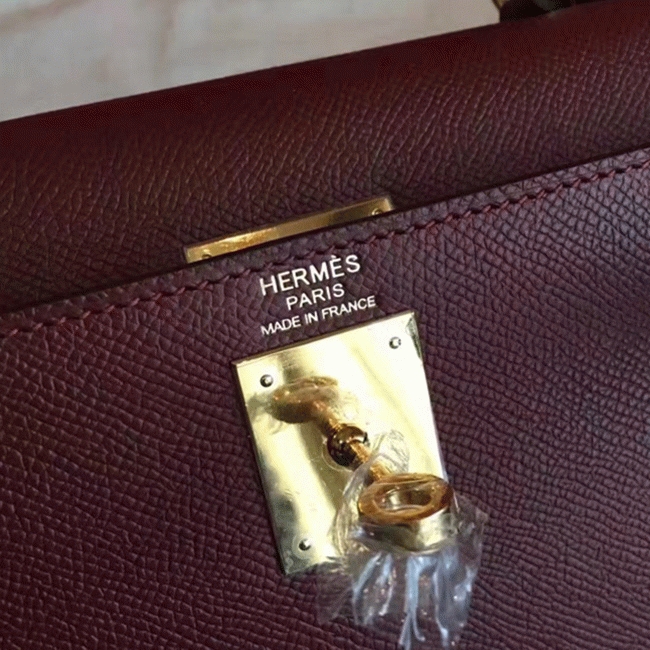 Bordeaux Epsom Copy Hermes Kelly Sellier 28cm Premium Handbag angle 2