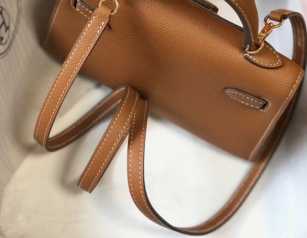 Hermes Kelly Mini II Bag Replica in Gold angle 5