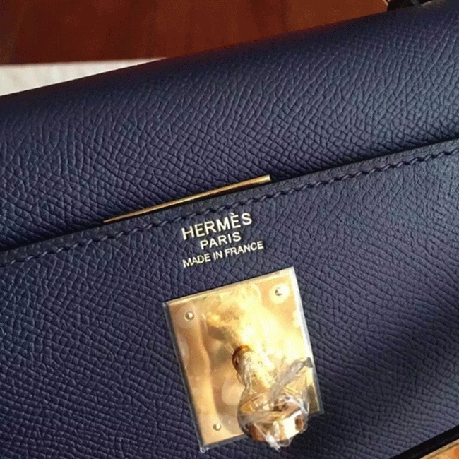 Sapphire Epsom Fake AAA Hermes Kelly 32cm Sellier Handbag angle 5