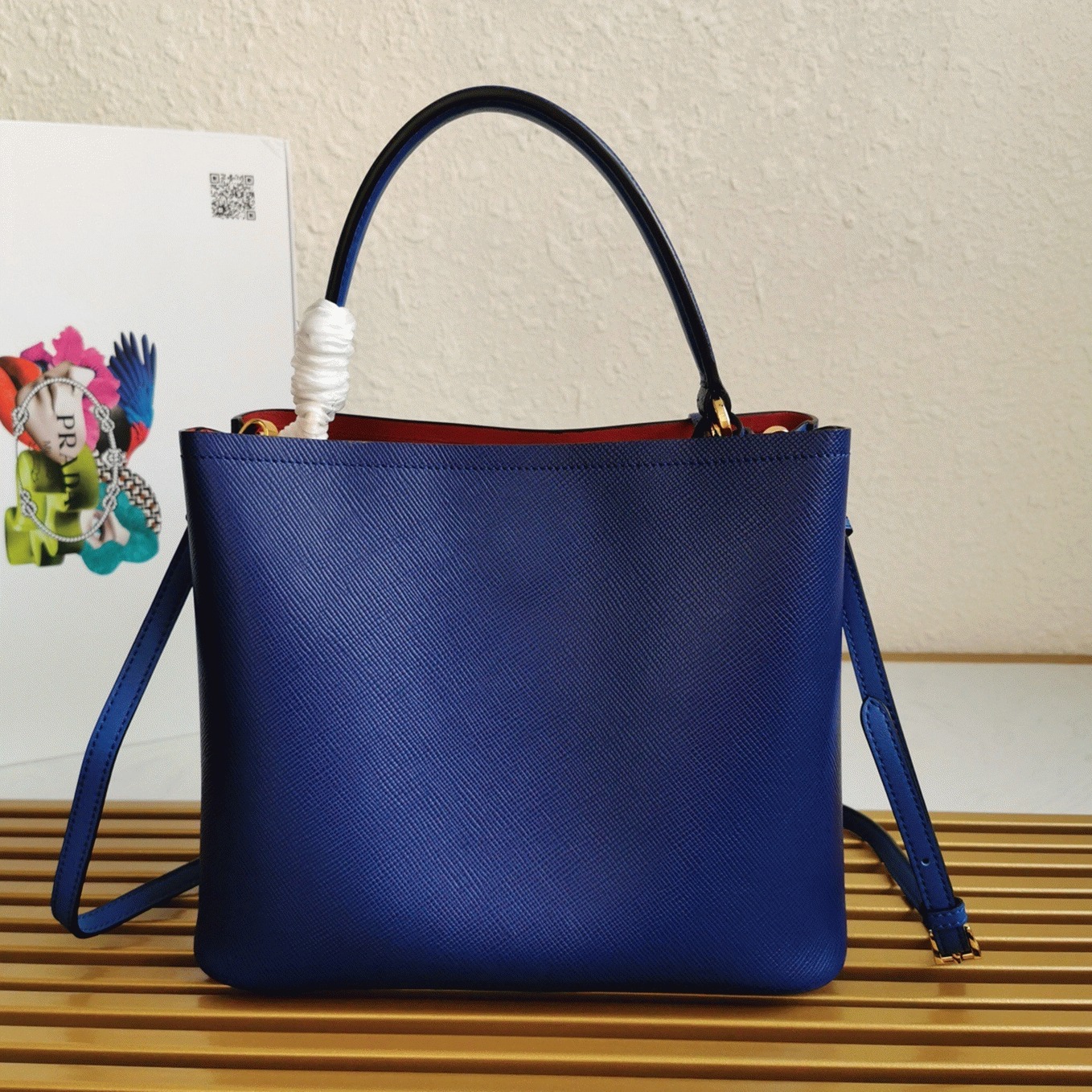 Blue Prada Large Panier Bag Fake angle 3