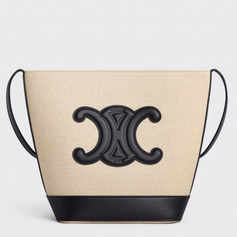 Top Quality Fake Celine Small Bucket Cuir Triomphe In White Textile