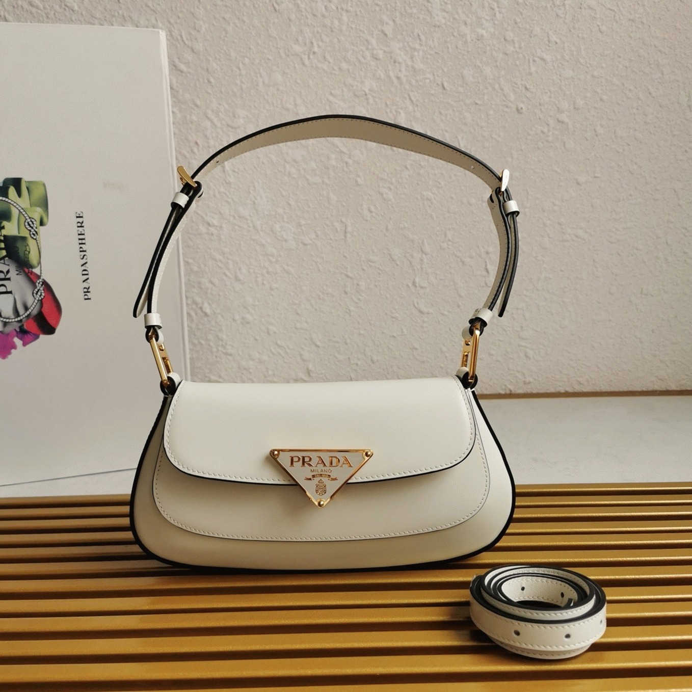 Prada Shoulder Bag Knockoff in White angle 4