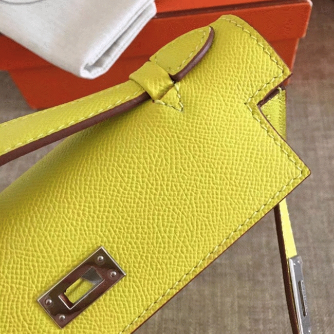 Soufre Epsom Knockoff Hermes Kelly Pochette Vibrant Handbag angle 4
