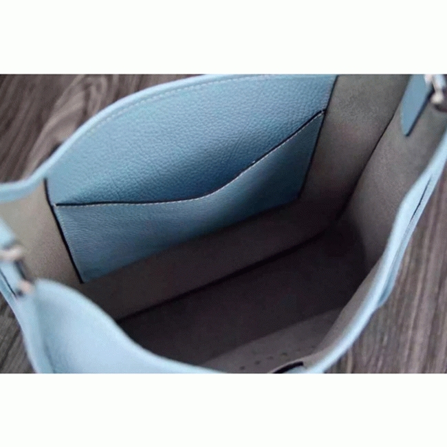 Light Blue Evelyne III PM Bag Designer Replica Hermes Soft Hue Tote angle 4