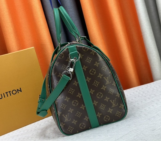 Louis Vuitton Monogram Macassar Canvas Keepall Bandouliere 50 In Borneo Green angle 4