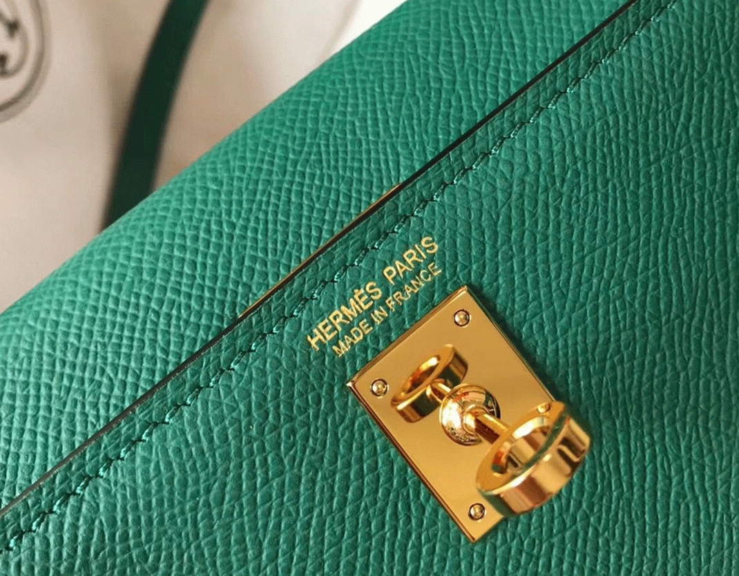 Hermes Kelly Mini II Bag Replica in Vert Vertigo angle 4